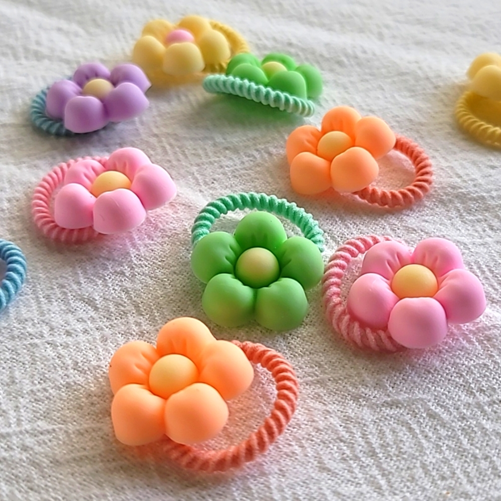 10pcs Flower Decor Pet Hair Band